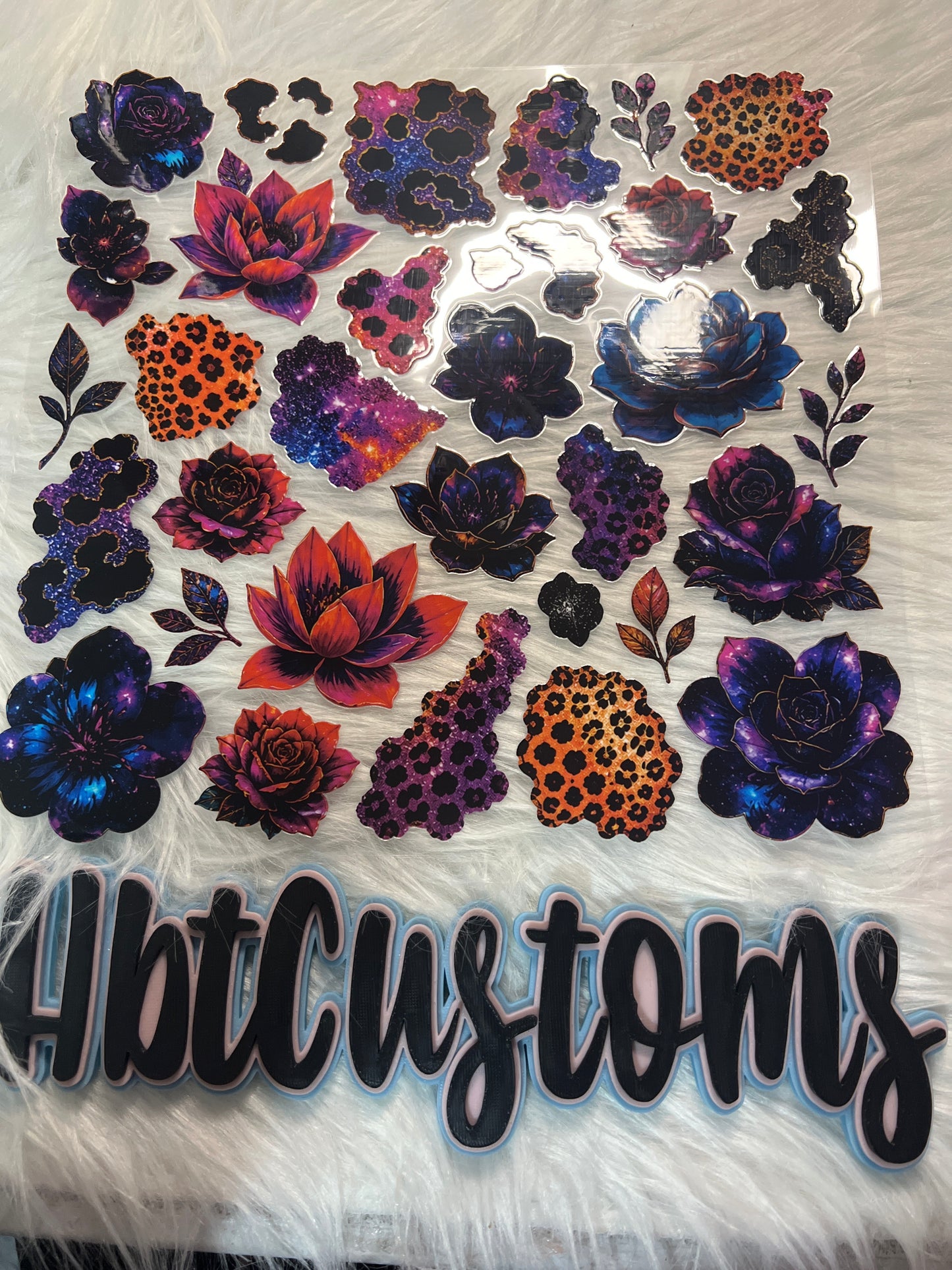 Multicolored Flowers w/cheetah print Element