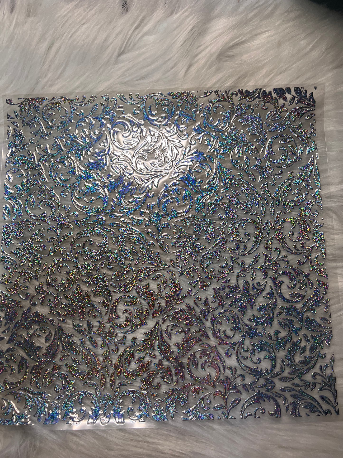 Silver Metallic Leaf Scroll Glitter Elements