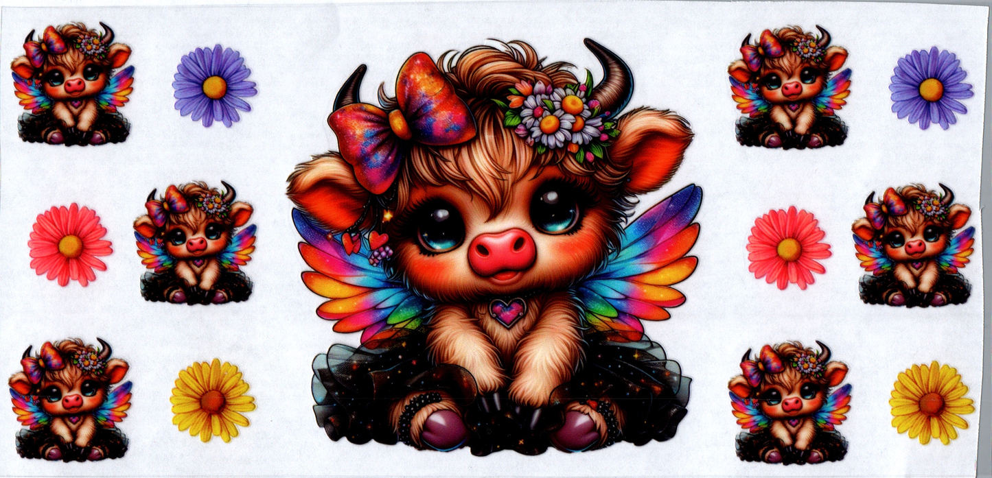 16 oz Baby Cow in black dress & rainbow angel wings 10