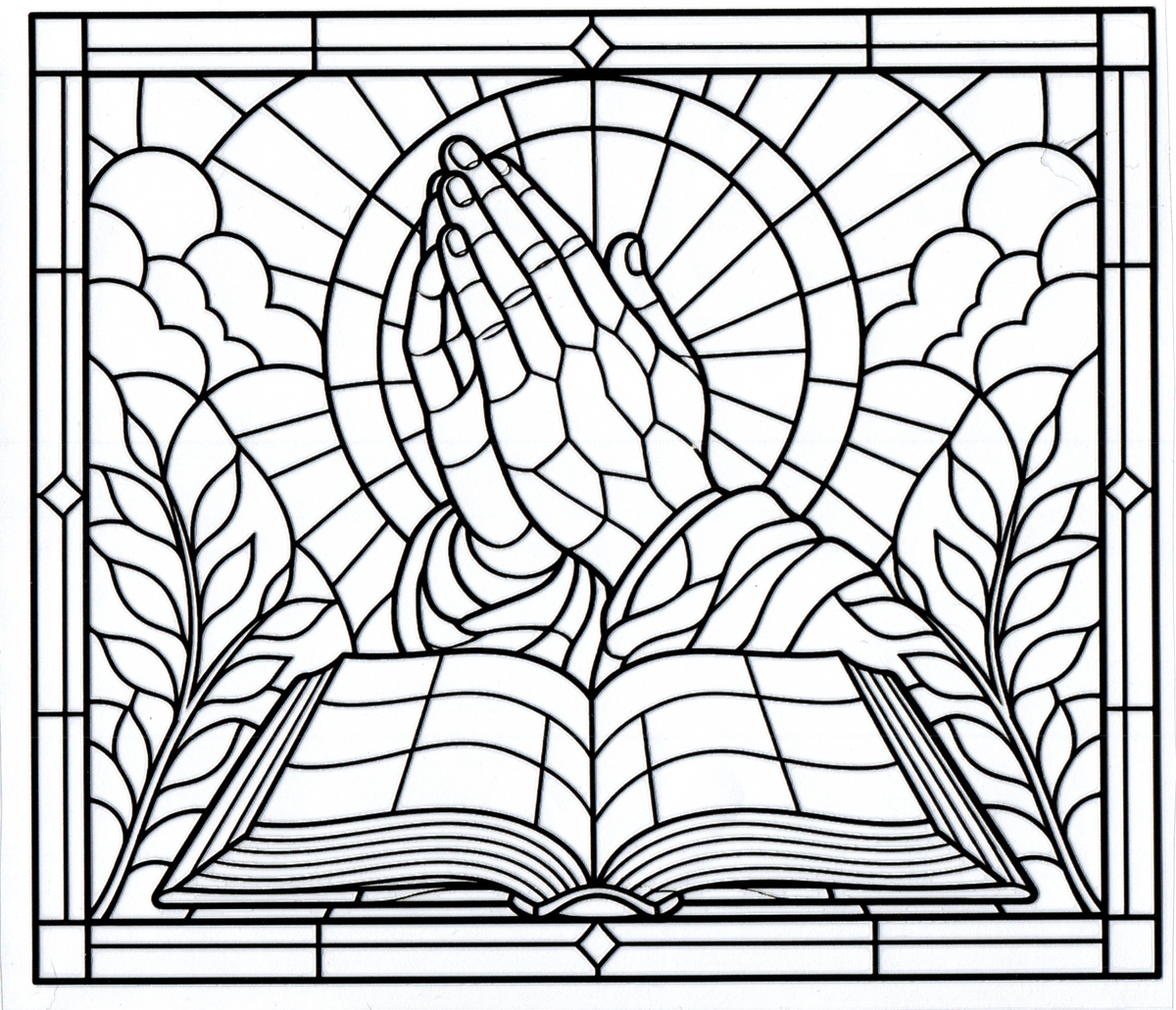 praying hands open bible stained glass 20oz 10