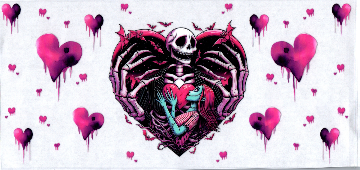 16oz skeleton & sally in heart 10