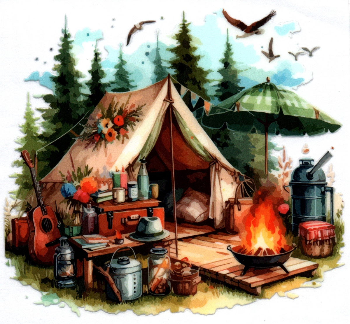 Tent w/fire Misc. Single Decal 106