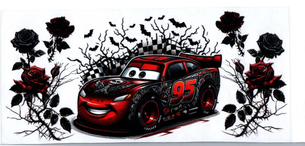 16oz HotRod 95 red and black roses Halloween 108
