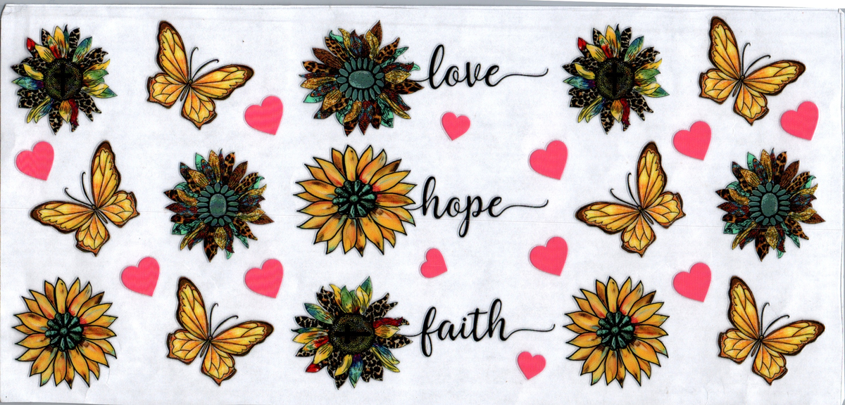 16oz love hope faith sunflowers butterflies 108