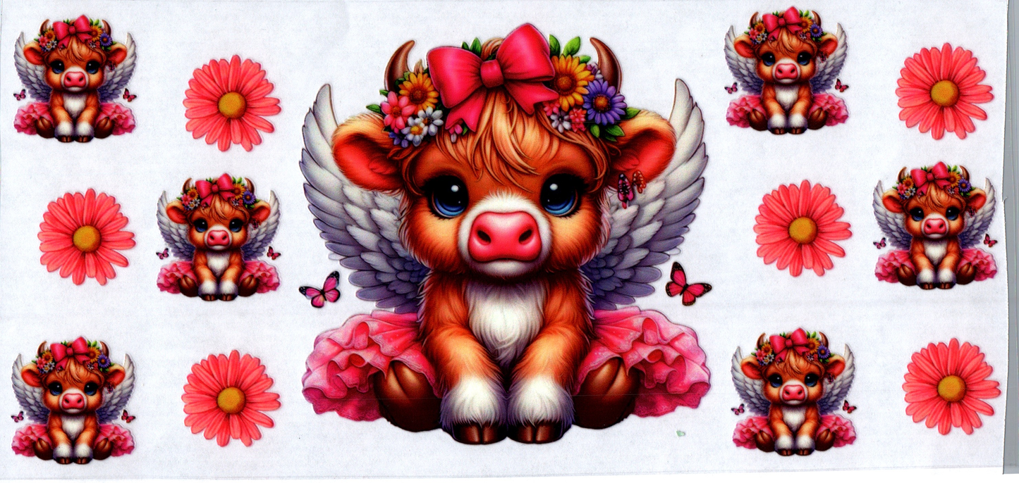16 oz Baby Cow in pink dress & angel wings 11
