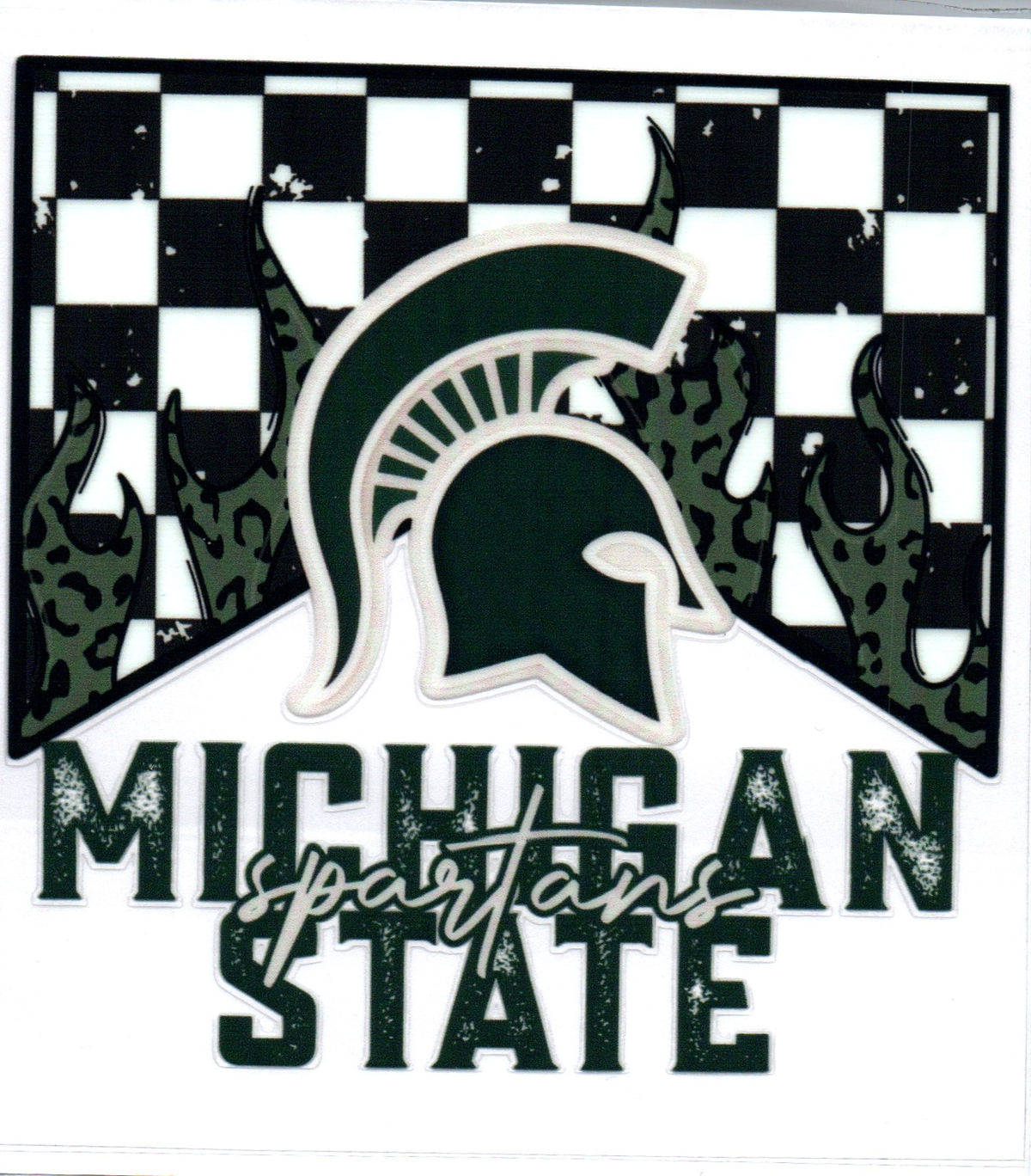 MI state spartans checkered Single Decal football 11