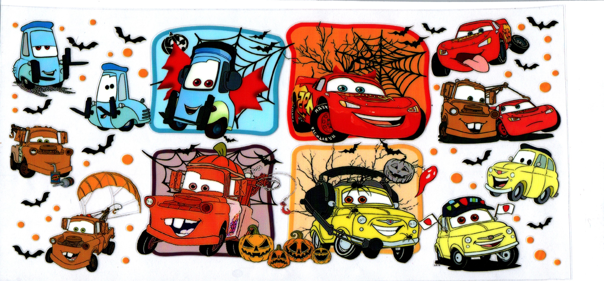16oz Automobile friends bats and orange dots Halloween 111