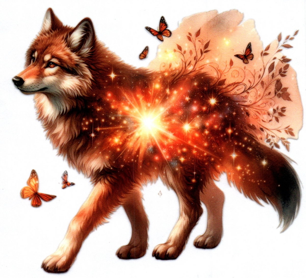 Double exposed wolf w/burst of light Single Decal 11