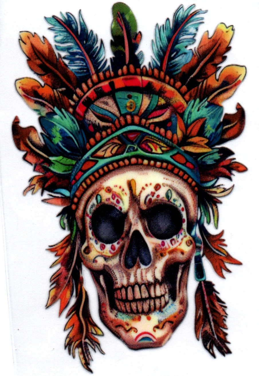 Day of the dead skull with headdress Single Decal 1