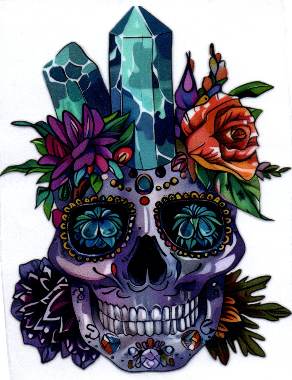 Short skull w/crystals Single Decal 11