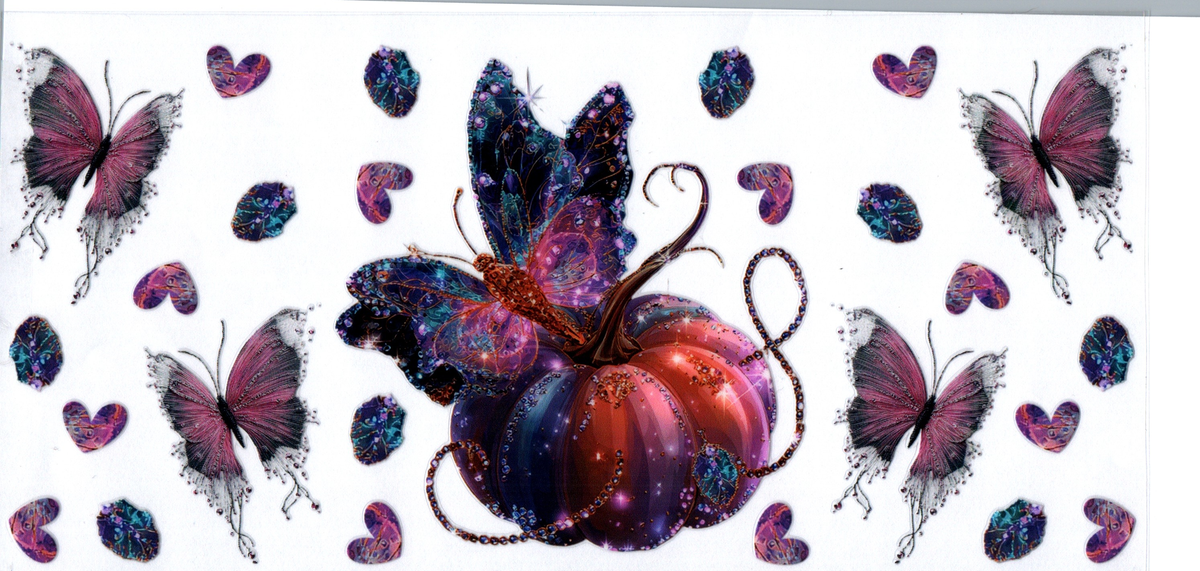16oz glitter rhinestone butterflies pumpkin halloween 114
