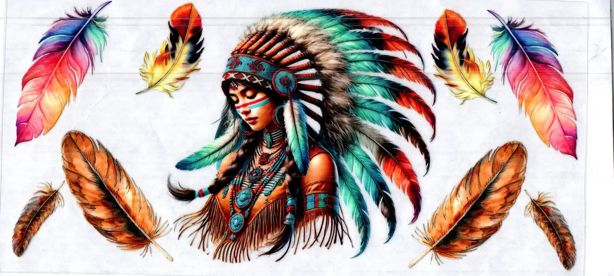 16 oz indian girl feathers misc 115