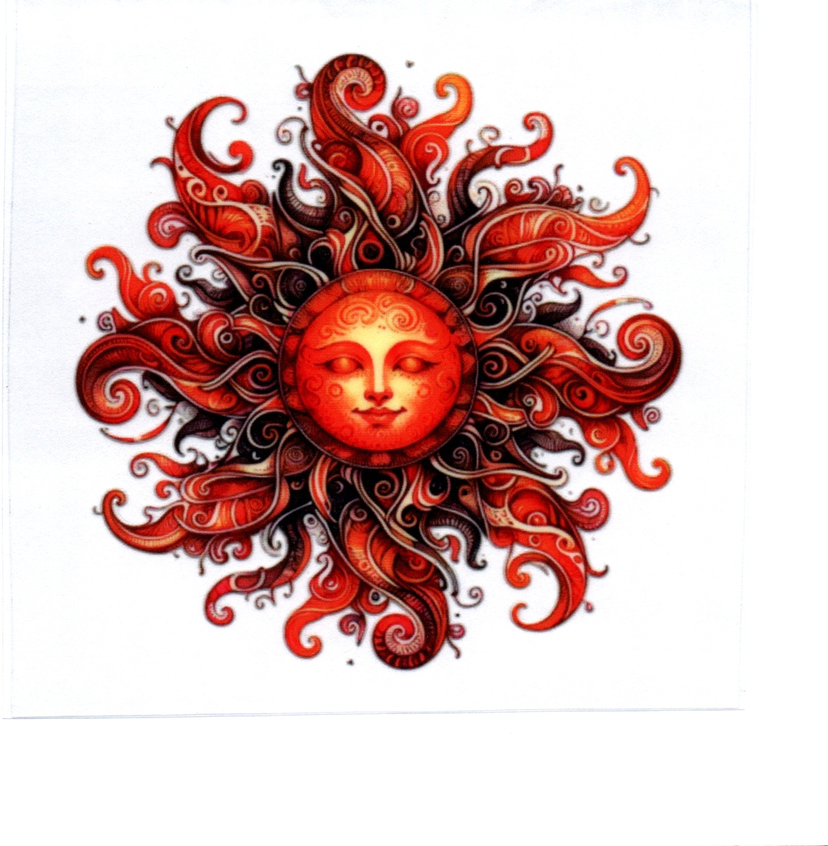 red sun black red long flowing swirls Single Decal 118