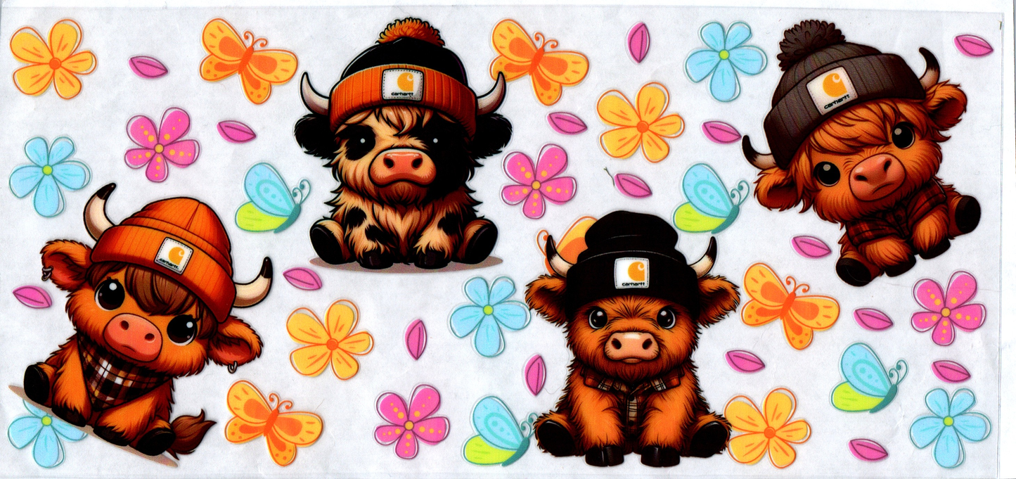 16 oz Chartt Cows w/ colorful flowers & butterflies 119