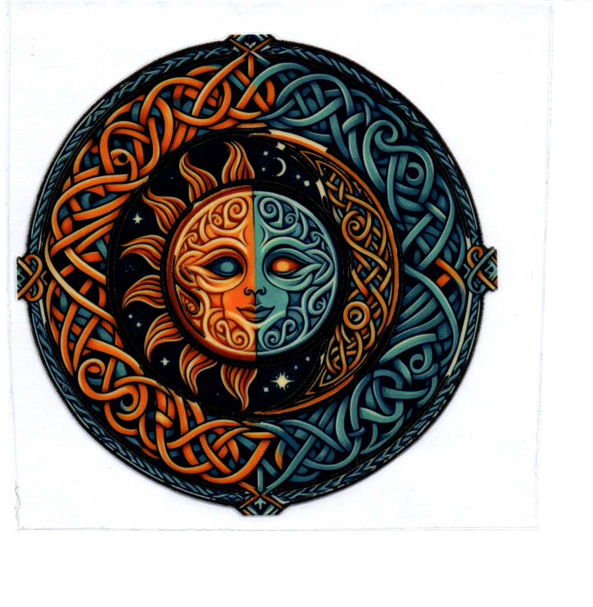 celtic vine blue moon gold sun Single Decal 121