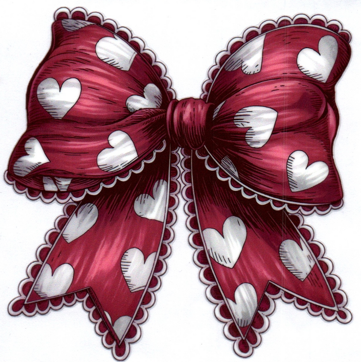 Red Bow w/white hearts Single Decal 12