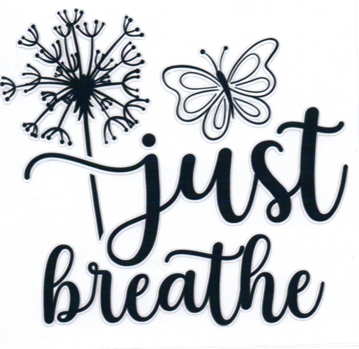 Just Breathe w/black outline butterfly 12 Single Decal