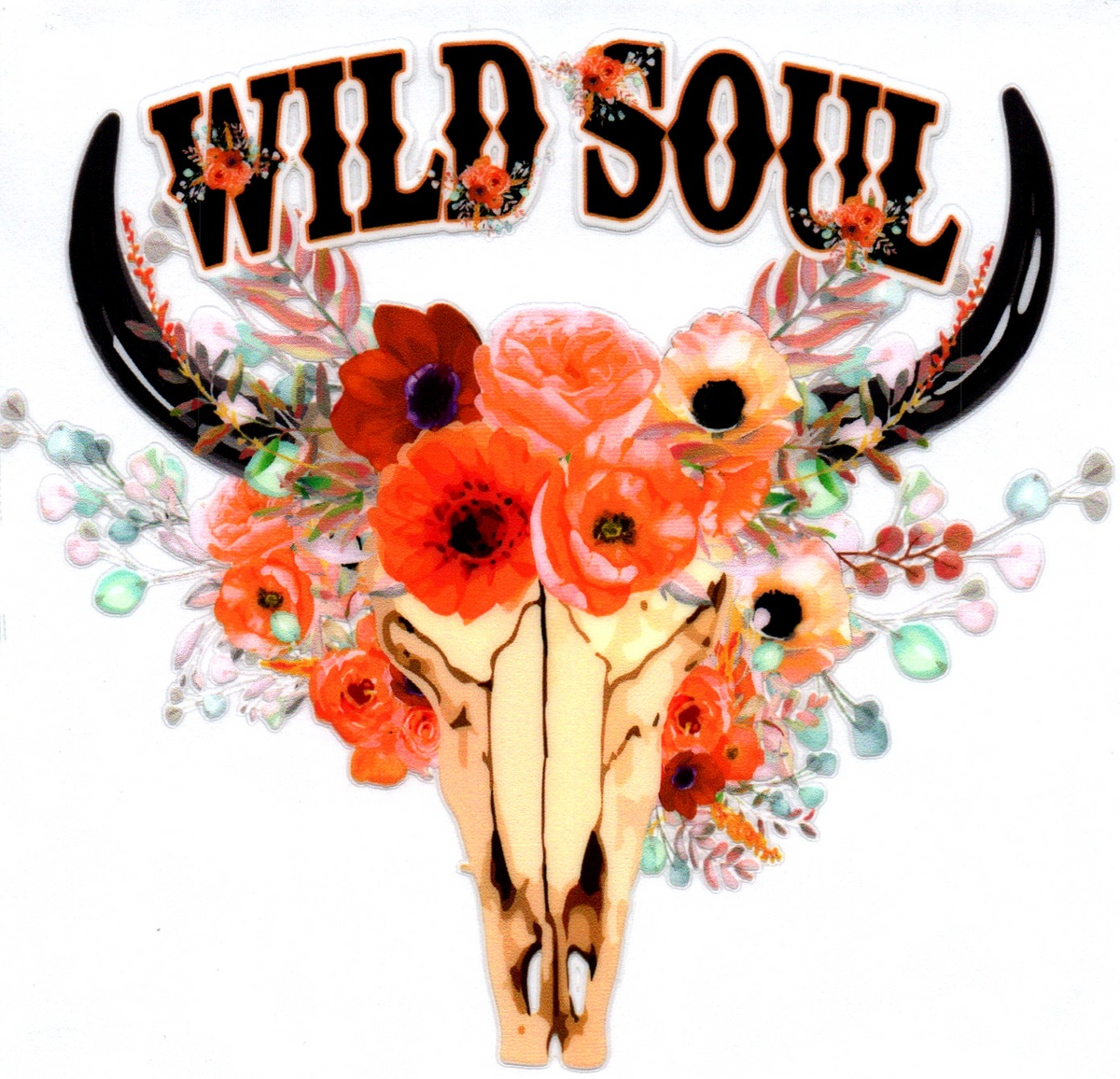 Wild Soul Cow Skull Misc. Single Decal 126