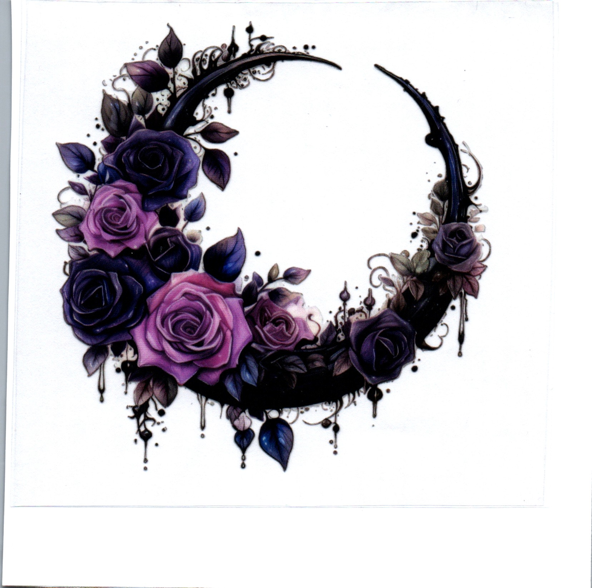 black moon purple blue flowers Single Decal 129