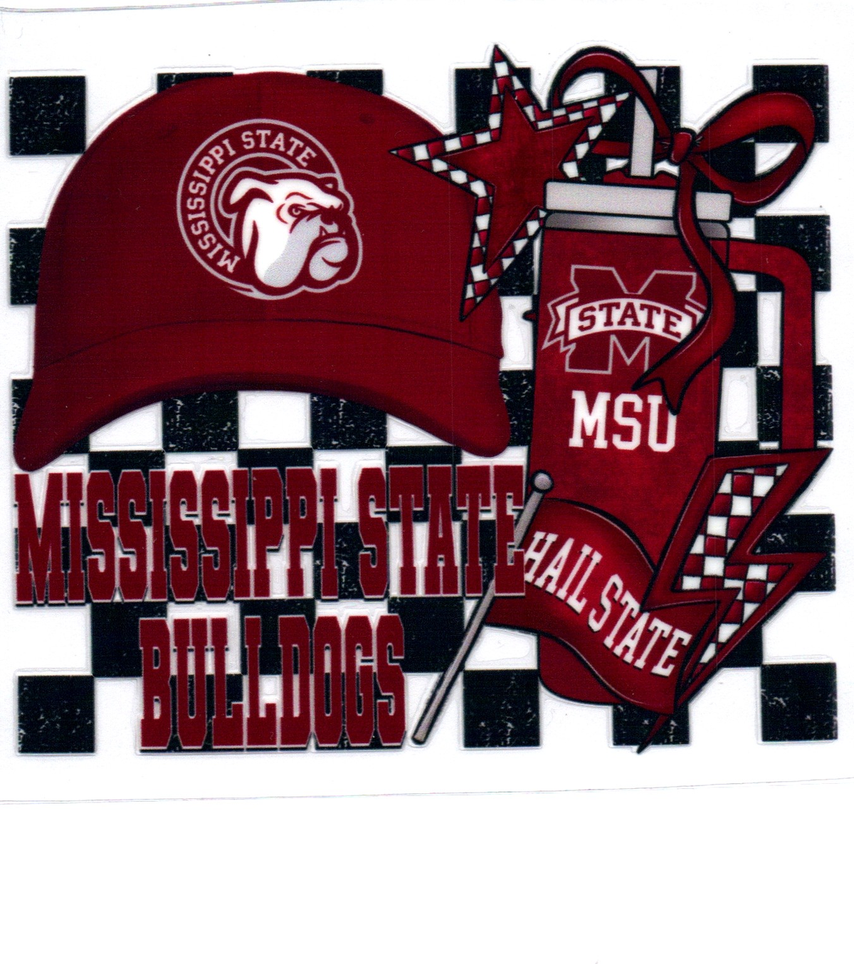 MS state bulldogs checkered Single Decal football 12