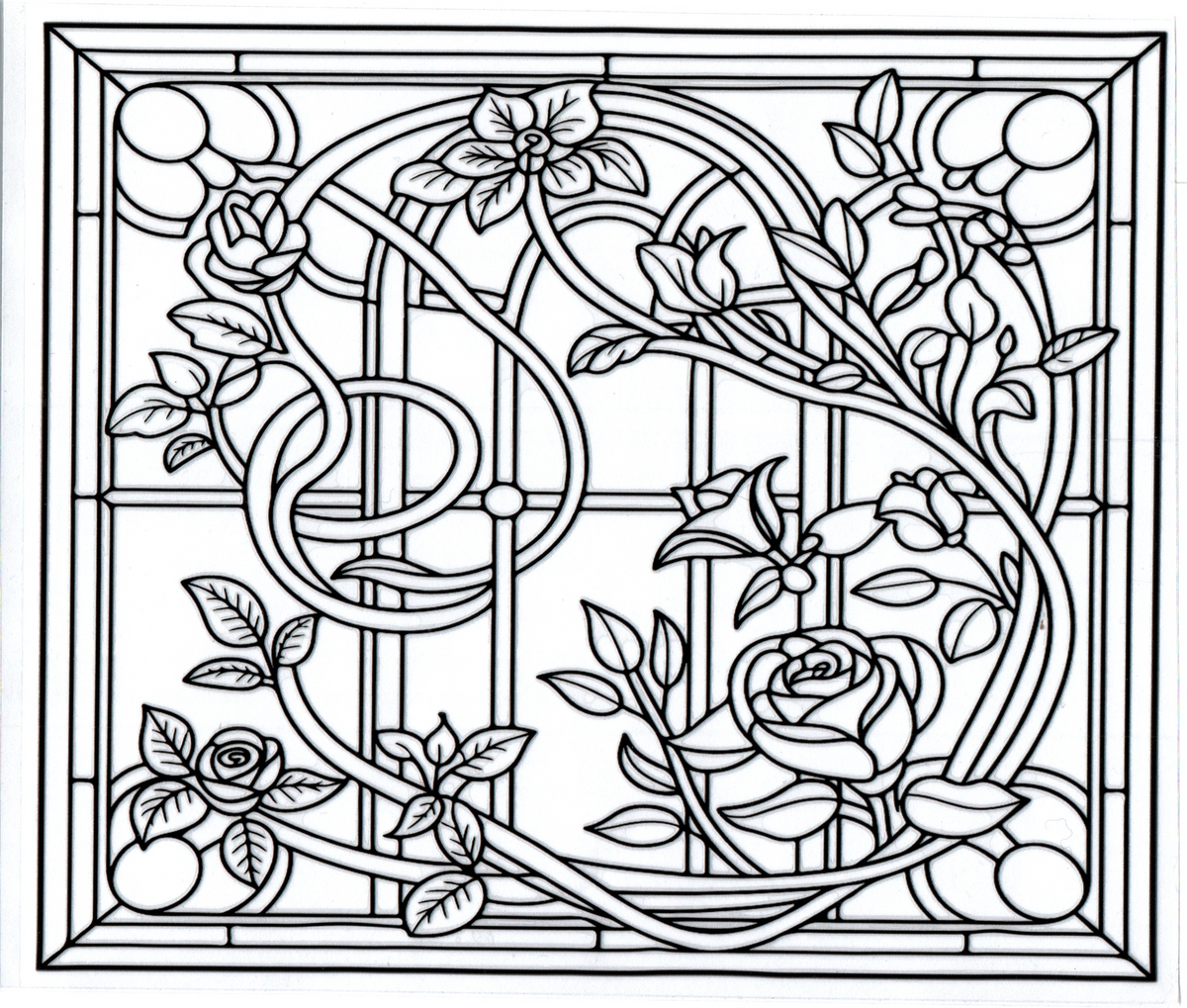 rose vine window stained glass 20oz 1