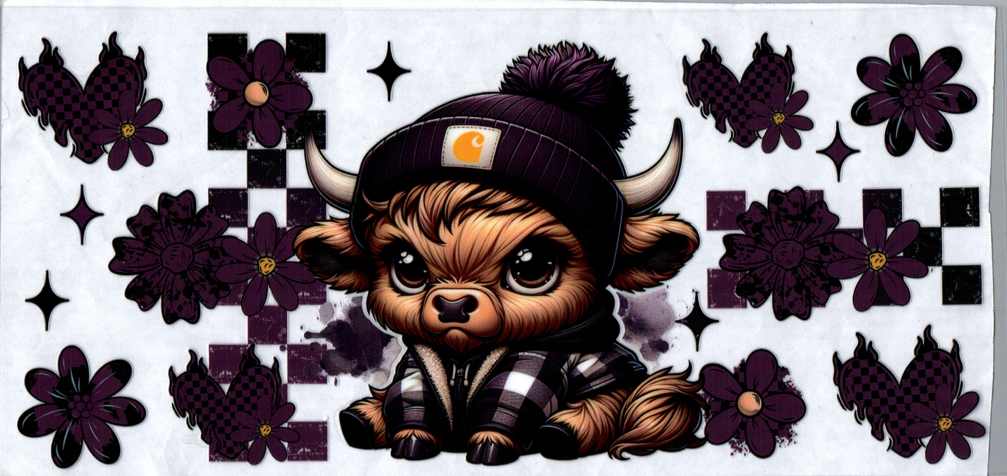 16 oz Flannel Jack & beanie Cow W/ Flowers 130