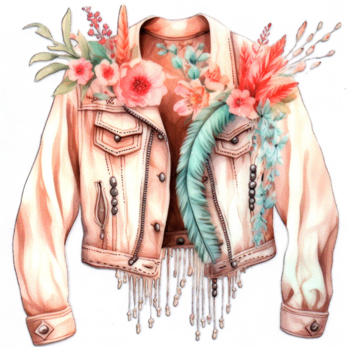 Pink Jean Jacket w/pink flowers Single Decal 134
