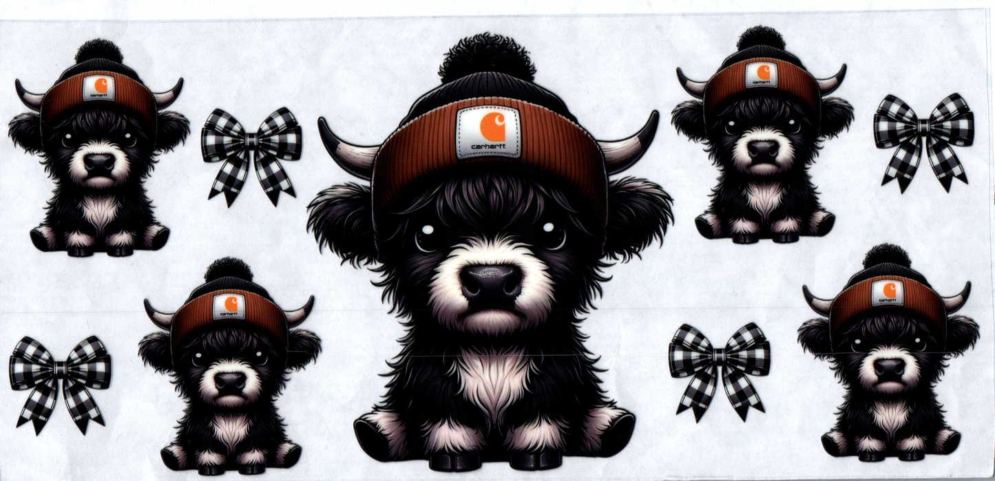 16 oz Black & white cow with Chartt beanie 137