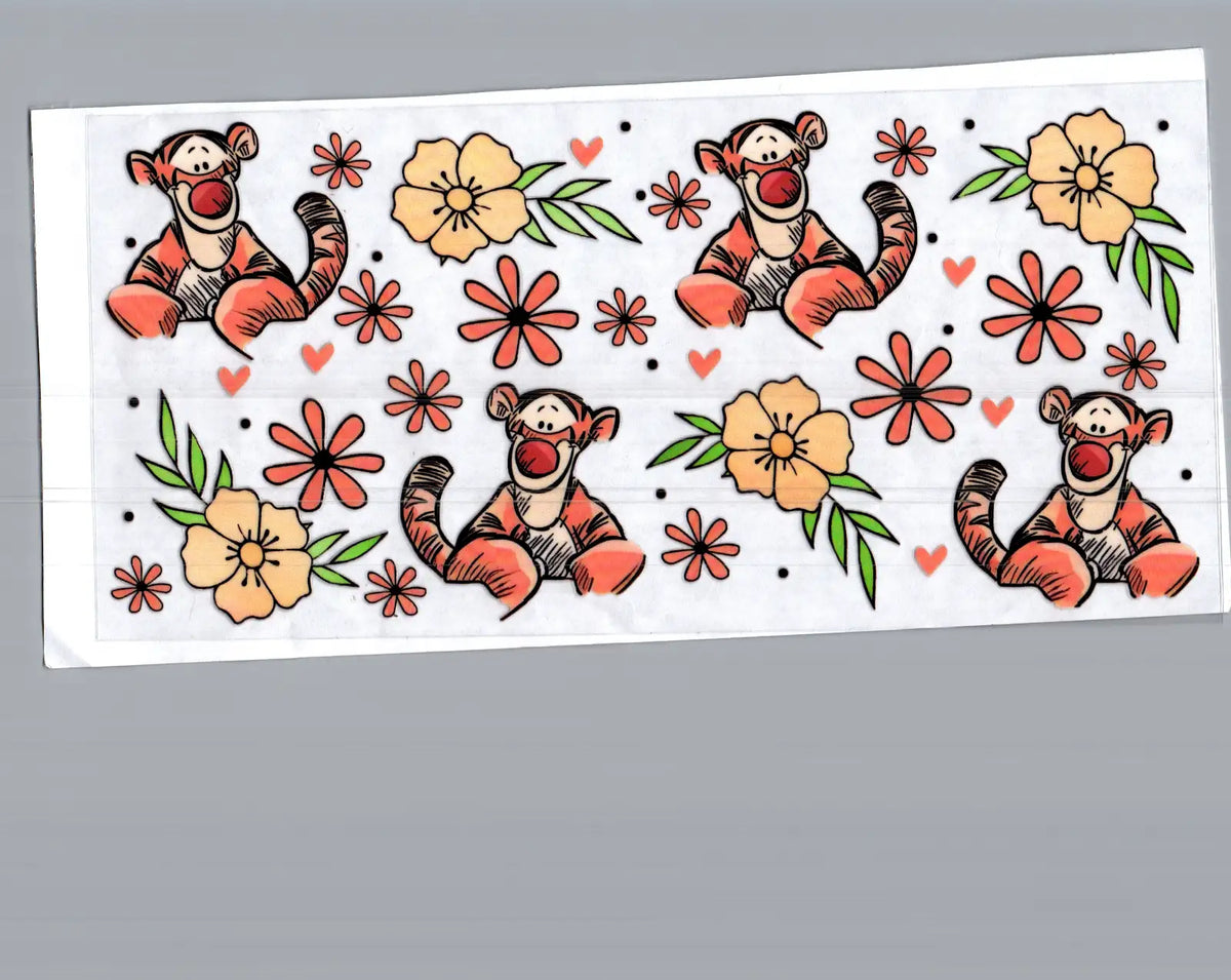 16 oz orange tiger and flowers misc 137
