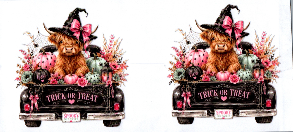 Highland Cow Trick or Treat Black Truck 16oz