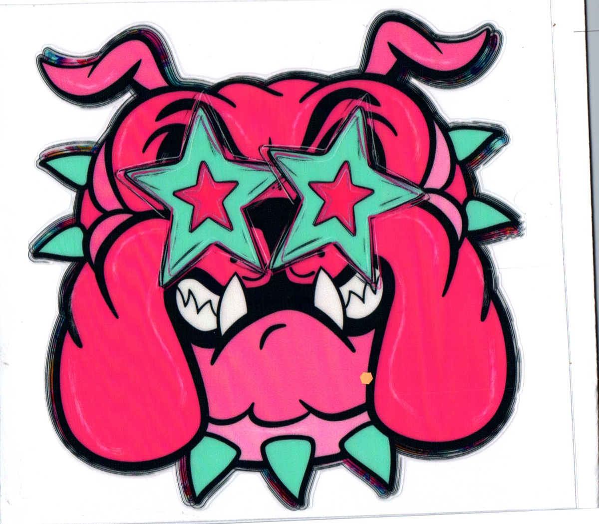 pink bulldog Single Decal foorball 1