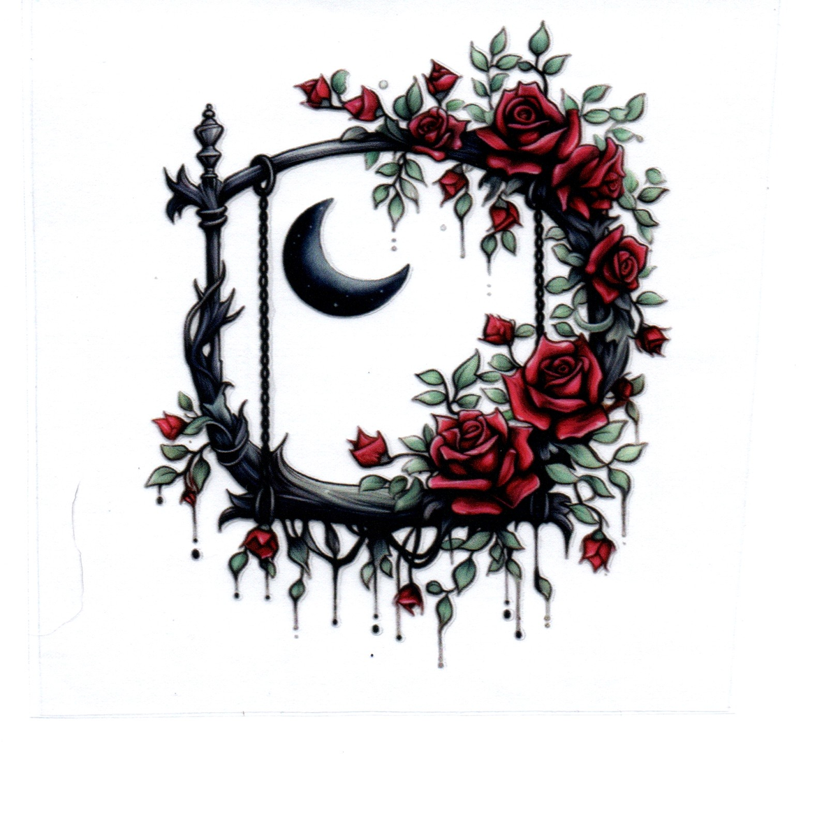 swing thorn vine red roses Single Decal 142
