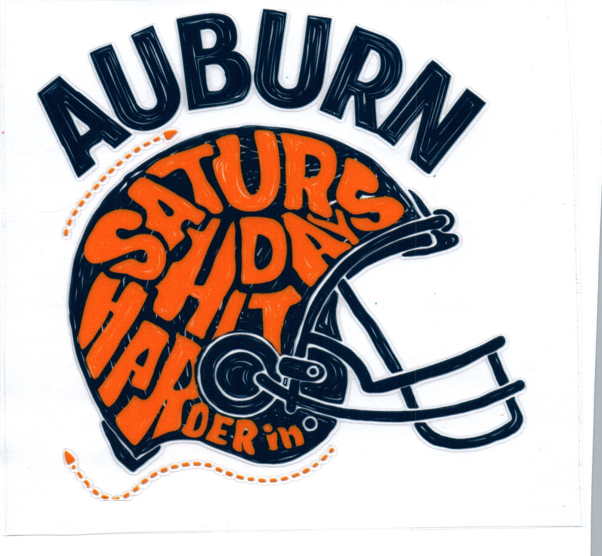saturdays hit harder in auburn Single Decal football 14