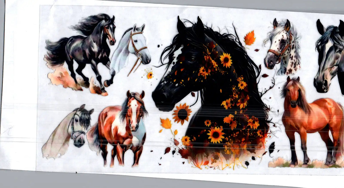 16 oz black horse white stripe nose yellow flowers misc 154