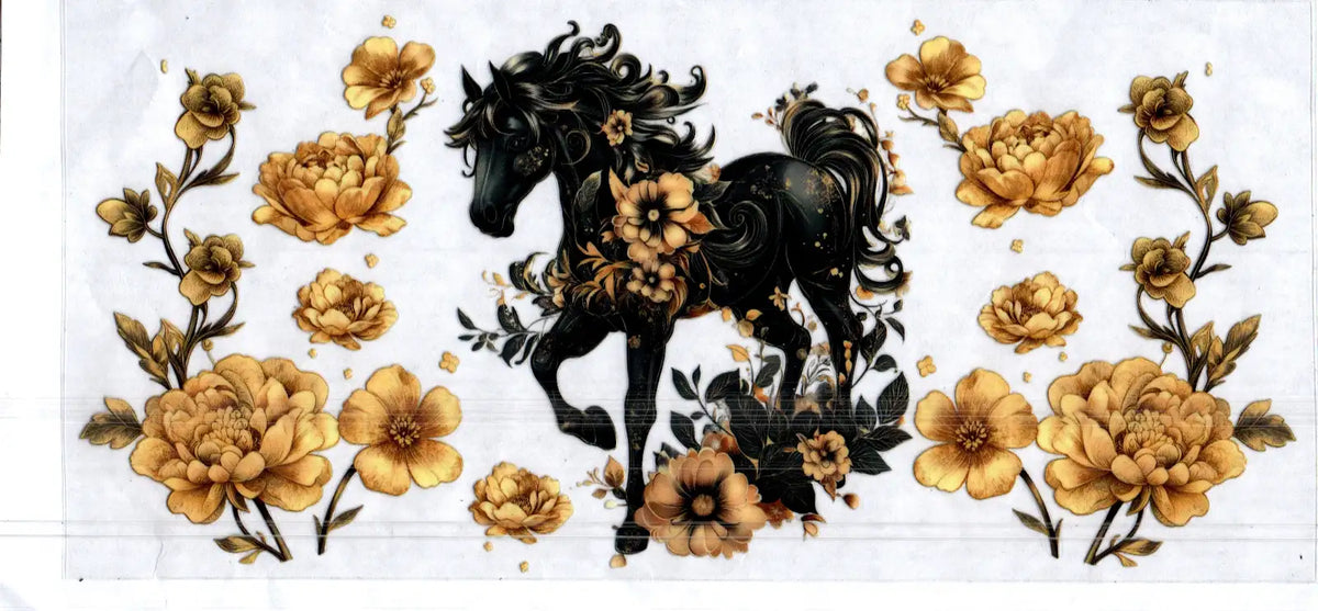 16 oz black horse yellow flowers misc 155