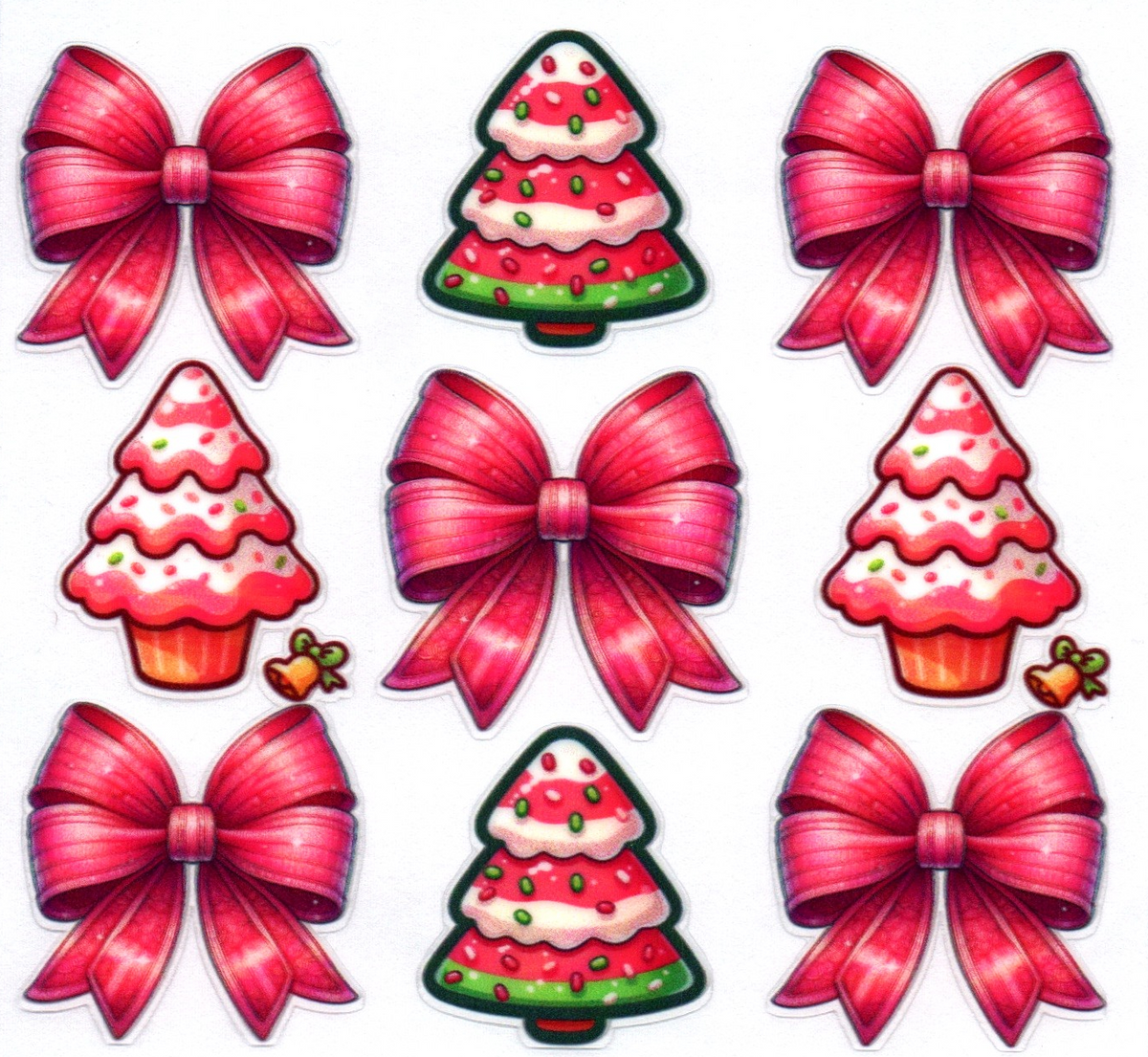 Pink bows and trees Christmas Single Decal
