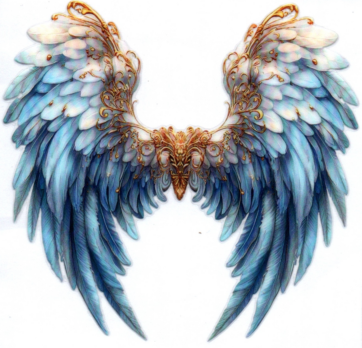 angel wings blue with gold 16