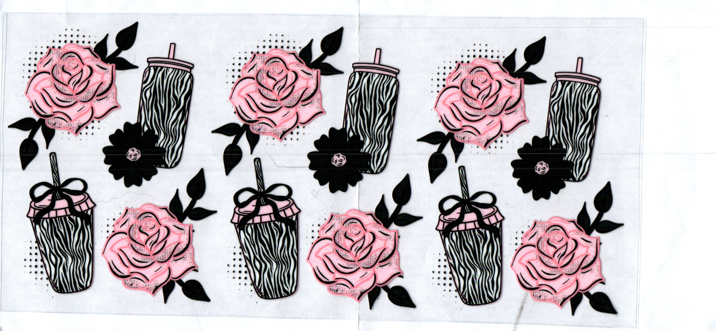 16 oz Pink roses and Cup Drinks & Brands 1