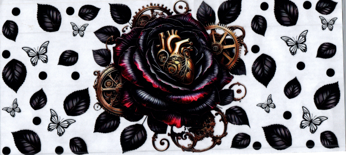 16oz Rose & Gear Heart Steampunk 17
