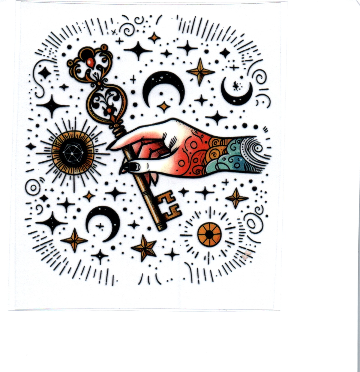 moons & stars key in hand Single Decal 173