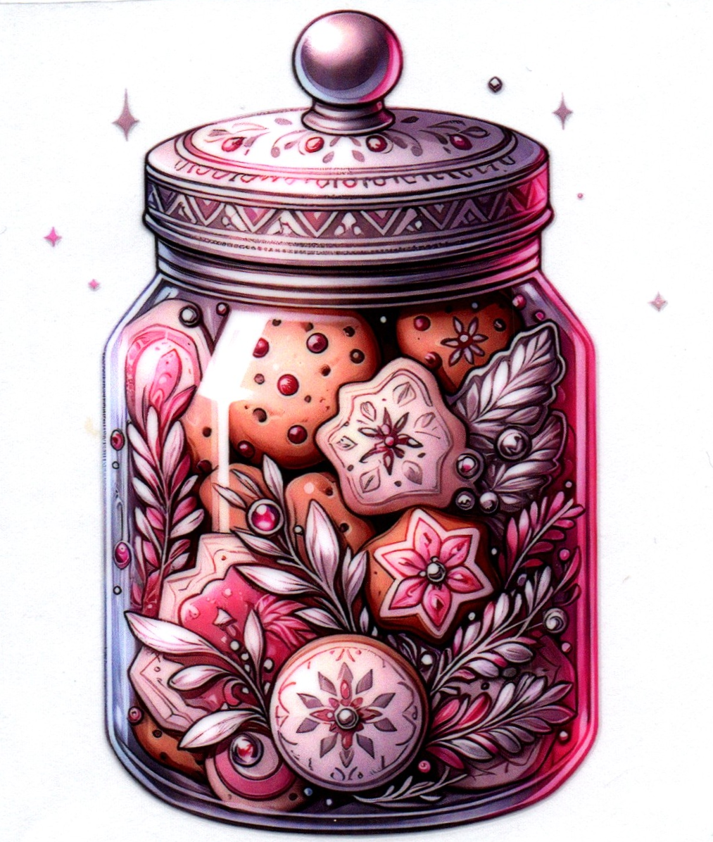 Pink/Silver Cookie Jar Christmas Single Decal