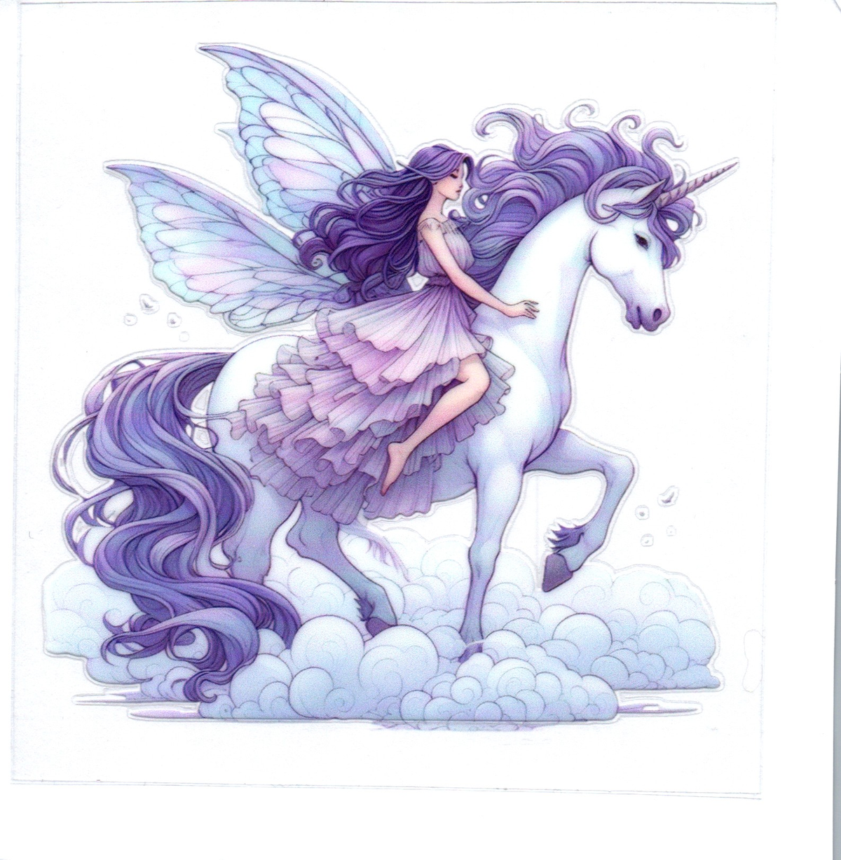 purple fairy on unicorn Single Decal 174