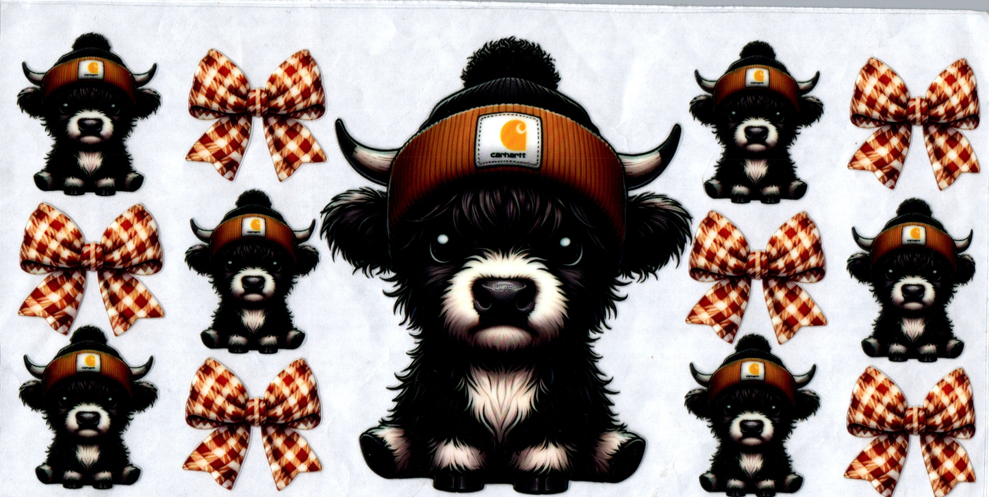 16 oz B&W cow w/ Brown checkered bow 177