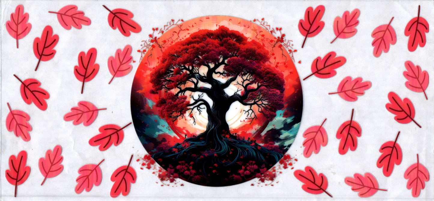 16oz Tree Of Life Red Leaves Flowers 18