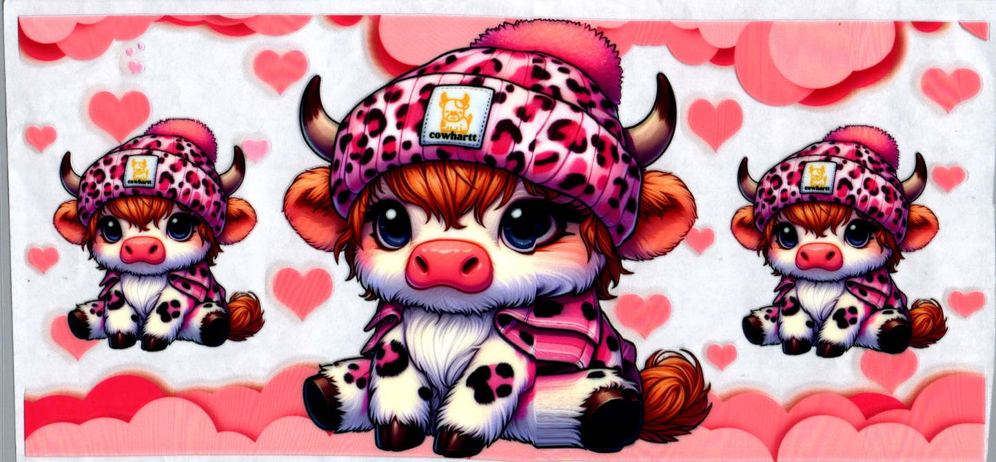 16 oz white and pink cow on clouds w/hearts 182