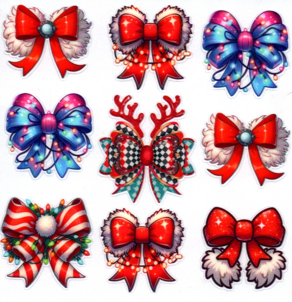 red/white/pink/blue Bows Christmas Single Decal