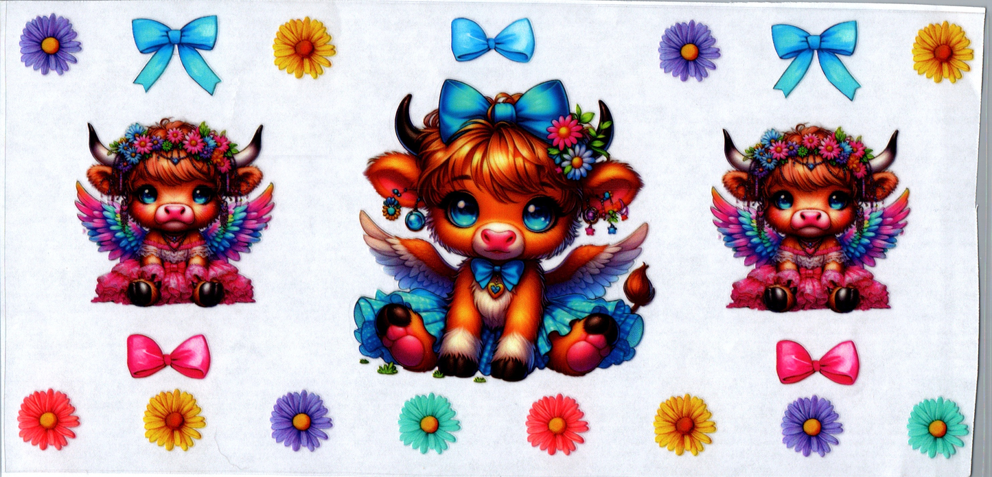 16 oz Baby Cows in dresses pink and blue 19