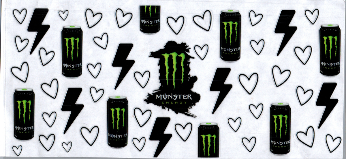 16oz lightning & hearts green monster energy 196