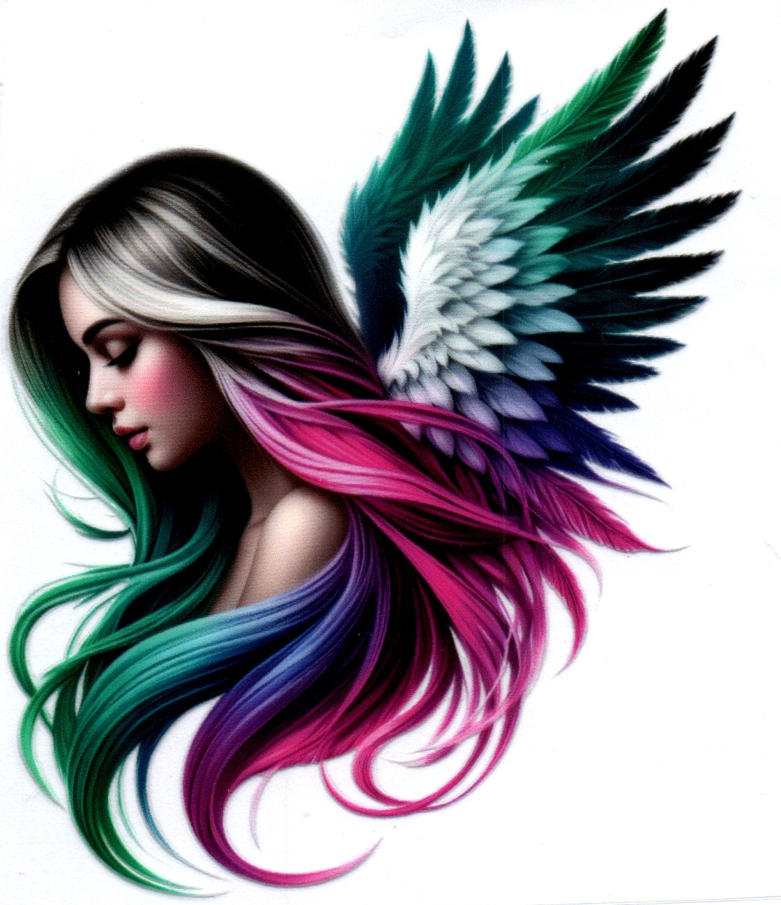 Angel w/colored hair Single Decal 1