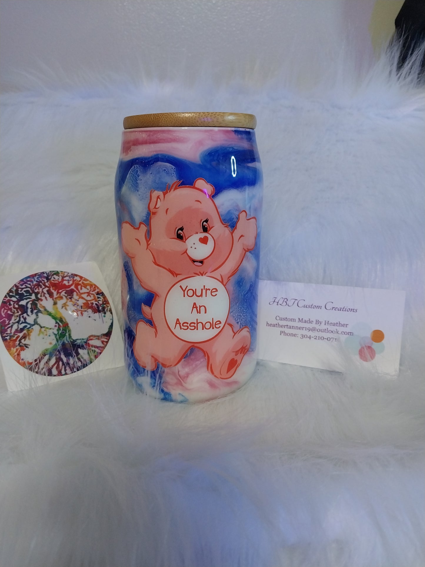 12oz Swear Bear Your An A$$hole Glass Custom Tumbler